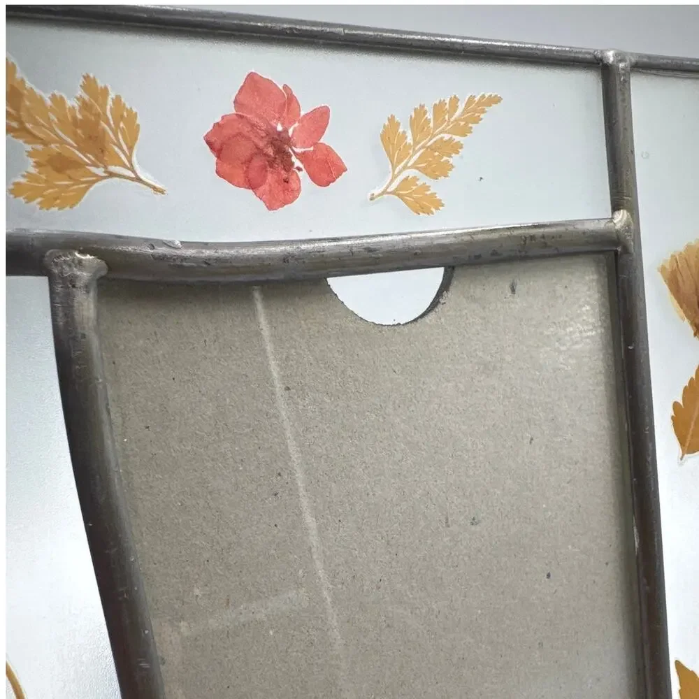 VTG 90s Pressed Flower Glass 4x6 Picture Frame Carr Shabby Chic Cottage Boho